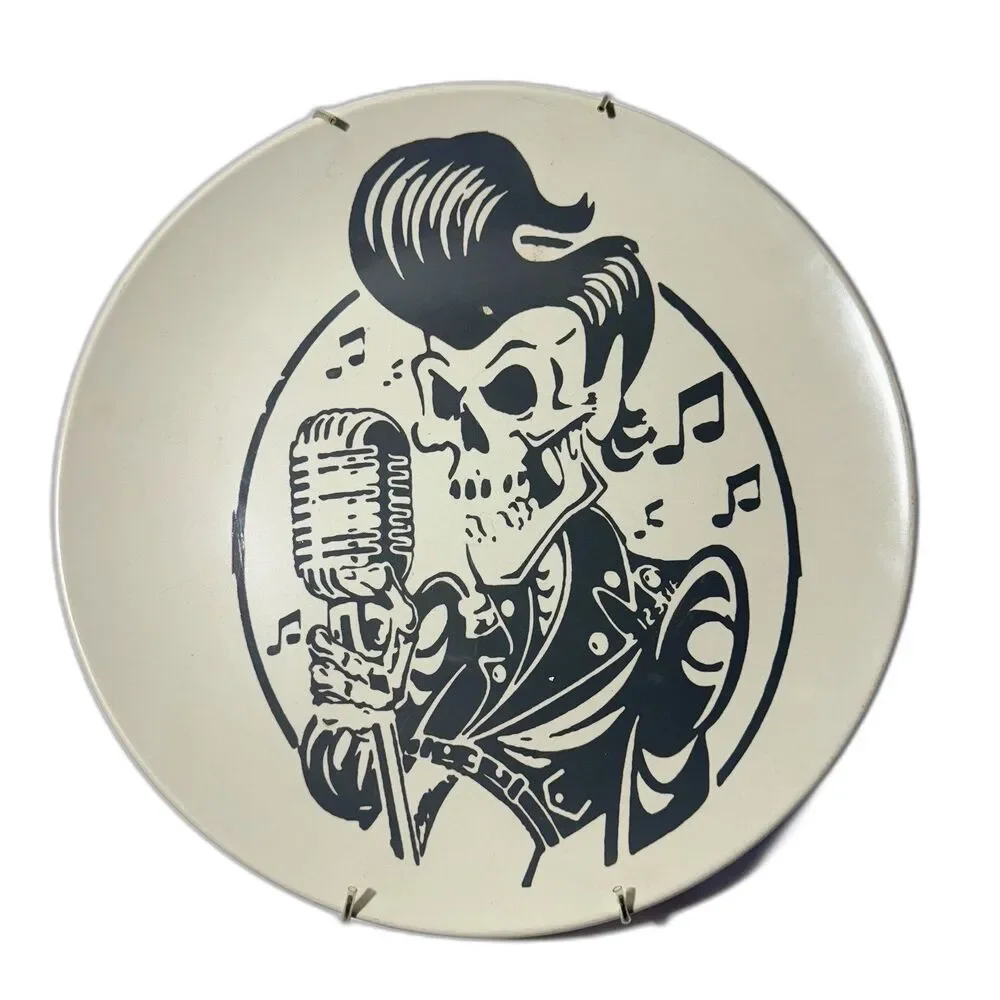 Vintage IKEA Elvis Inspired Skeleton Rockabilly Singer Wall Plate Decor 10in